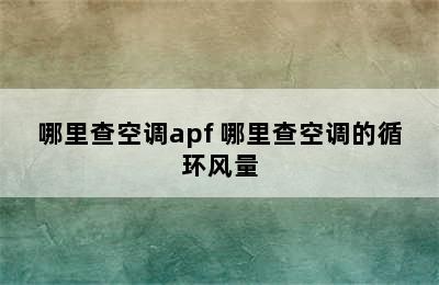 哪里查空调apf 哪里查空调的循环风量